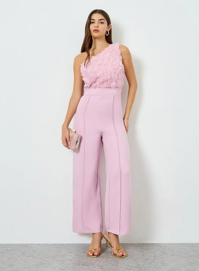 Styli Women Lilac One Shoulder Wide Leg Jumpsuit